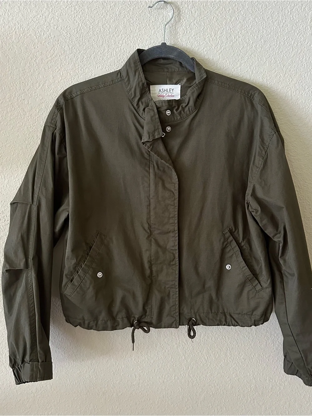Ashley By 26 International Olive Utility Drawstring Hem Jacket size Small - Picture 1 of 4